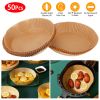 50Pcs Disposable Air Fryer Paper Liner Waterproof Non-Stick Oil-proof Parchment Paper Cooking Baking Paper φ6.29in