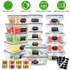 44Pieces Plastic Food Storage Containers with Lids Airtight Leak-Proof Reusable Meal Prep Containers Lunch Container With Labels Marker for Kitchen St