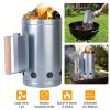 10.8x6.7in BBQ Charcoal Chimney Starter Coal Fire Starter Charcoal Can Grill Lighter Quick Rapid Fire Briquette Starter with Wooden Handle
