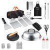 31Pcs Griddle Accessories Kit Flat Top Grill Accessories For Camp Chef with Spatulas Griddle Press Basting Cover Spice Shakers Vegetable Forks Steel S