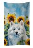 American Eskimo in Sunflowers Kitchen Towel Dish Cloths Guest Hand Towel Decorative Bathroom Towel for Face,Tea, Dishcloth, Kitchen and Bath