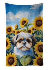 Shih Tzu in Sunflowers Kitchen Towel Dish Cloths Guest Hand Towel Decorative Bathroom Towel for Face,Tea, Dishcloth, Kitchen and Bath