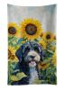 Portuguese Water Dog in Sunflowers Kitchen Towel Dish Cloths Guest Hand Towel Decorative Bathroom Towel for Face,Tea, Dishcloth, Kitchen and Bath