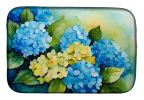 Hydrangeas in Watercolor Dish Drying Mat Absorbent Dish Drying Mat Pad for Kitchen Counter Dish Drainer Mat for Countertop, 14 x 21", Multicolor