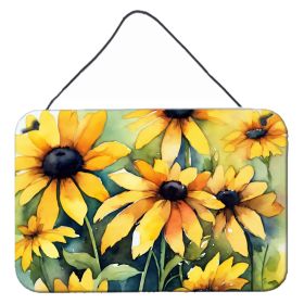 NEW Maryland Black-Eyed Susans in Watercolor Wall or Door Hanging Prints Aluminum Metal Sign Kitchen Wall Bar Bathroom Plaque Home Decor, 8HX12W