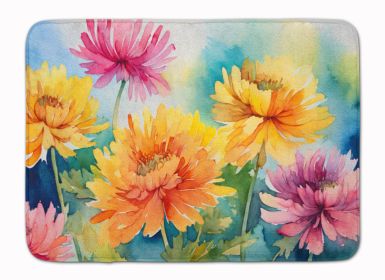 Chrysanthemums in Watercolor Memory Foam Kitchen Mat Machine Washable Anti-Fatigue Mat Cushion Comfort Bath Mat or Kitchen Rug