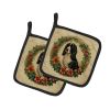 Welsh Springer Spaniel Christmas Flowers Pair of Pot Holders Kitchen Heat Resistant Pot Holders Sets Oven Hot Pads for Cooking Baking BBQ