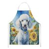 White Poodle in Sunflowers Apron Cooking Kitchen Server Baking Crafts Gardening for Adult Women Men, Unisex, Large, Multicolor