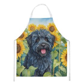 Puli in Sunflowers Apron Cooking Kitchen Server Baking Crafts Gardening for Adult Women Men, Unisex, Large, Multicolor