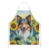 Sheltie in Sunflowers Apron Cooking Kitchen Server Baking Crafts Gardening for Adult Women Men, Unisex, Large, Multicolor