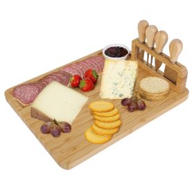 Bamboo Charcuterie Cheese Board Platter Board Serving Tray with Cutlery Set for Wedding Birthdays Christmas