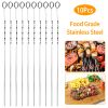 10Pcs BBQ Skewers 16" inch Kabob Skewers V-Shape Stainless Steel Shish Kebab Sticks Reusable Barbecue Skewers Set BBQ Grill Skewers for Meat Shrimp Ch