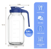 Glass Mason Jar Pitcher with Pour Spout Lid, 64 oz(2 Quart) Leak-proof Wide Mouth Jugs with Handle and Flip Cap for Cold Brew Coffee