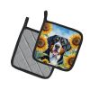 Greater Swiss Mountain Dog in Sunflowers Pair of Pot Holders Kitchen Heat Resistant Pot Holders Sets Oven Hot Pads for Cooking Baking BBQ