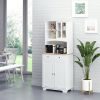 HOMCOM 67" White Kitchen Hutch Cabinet Spacious Pantry with Framed Doors Microwave Shelf 2 Drawers