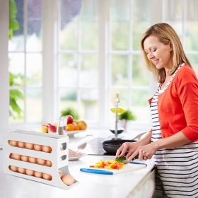 3Pcs 4 Tiers Egg Holder Auto Rolling Fridge Egg Organizer Space-Saving Tilt Refrigerator Egg Dispenser Fridge Roll Down Egg Storage Rack for About 30