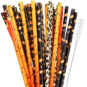 40 Pack Of 9 Inch BPA-Free Halloween Reusable Straws With Colorful Stripe Print Hard Straws For Mason Jars, Mason Glasses, Home Or Party Use, Com (Option: 40sticks)