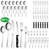 48-Piece Silverware Set Stainless Steel Flatware Cutlery Set Tableware Eating Utensils for 8 with Knife Fork Spoon Dishwasher Safe for Home Kitchen Re