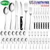 48-Piece Silverware Set Stainless Steel Flatware Cutlery Set Tableware Eating Utensils for 8 with Knife Fork Spoon Dishwasher Safe for Home Kitchen Re