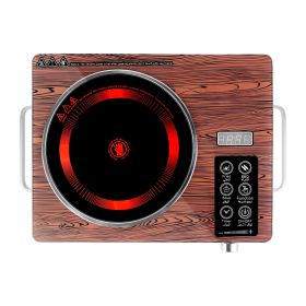 3500W Electric Single Ceramic Stove Electric Cooktop Hot Plate Infrared Countertop Burner with 12 Power & Temperature Levels 0-3H Timer Portable Handl (Option: Wood)
