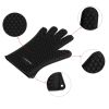 BBQ Gloves 446℉Heat Resistant BBQ Grill Gloves with Meat Claws Silicone Non-Slip Pot Holder Waterproof Oven Mitt for Roasts BBQ Cooking Baking