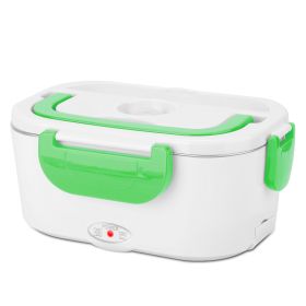 Electric Heating Lunch Box Food Heater Container Travel Thermal Bento Box Portable Food Warmer w/ 2 Removable Compartments 1 Free Spoon 1L (Option: Green)