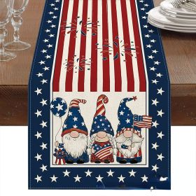 1PC Rectangle Independence Day Linen Table Runners 72"*13" (Color: 1, size: 33*275cm)