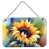 Sunflowers Door Decor Aluminum Metal 8HX12W, Multicolor