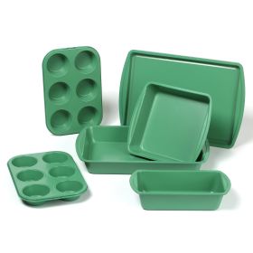6 Piece Non-Stick Bakeware Sets, Easy for Release and Clean up, Carbon Steel (Color: Green)