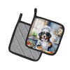 Bernese Mountain Dog The Chef Pair of Pot Holders Kitchen Heat Resistant Pot Holders Sets Oven Hot Pads for Cooking Baking BBQ, 7 1/2 x 7 1/2