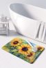 Sunflowers in Watercolor Memory Foam Kitchen Mat Machine Washable Anti-Fatigue Mat Cushion Comfort Bath Mat or Kitchen Rug
