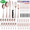 48-Piece Silverware Set Stainless Steel Flatware Cutlery Set Tableware Eating Utensils for 8 with Knife Fork Spoon Dishwasher Safe for Home Kitchen Re